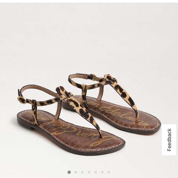 Sam Edelman Gigi thong sandal leopard Brahma hair leather size 5.5 - Picture 1 of 7